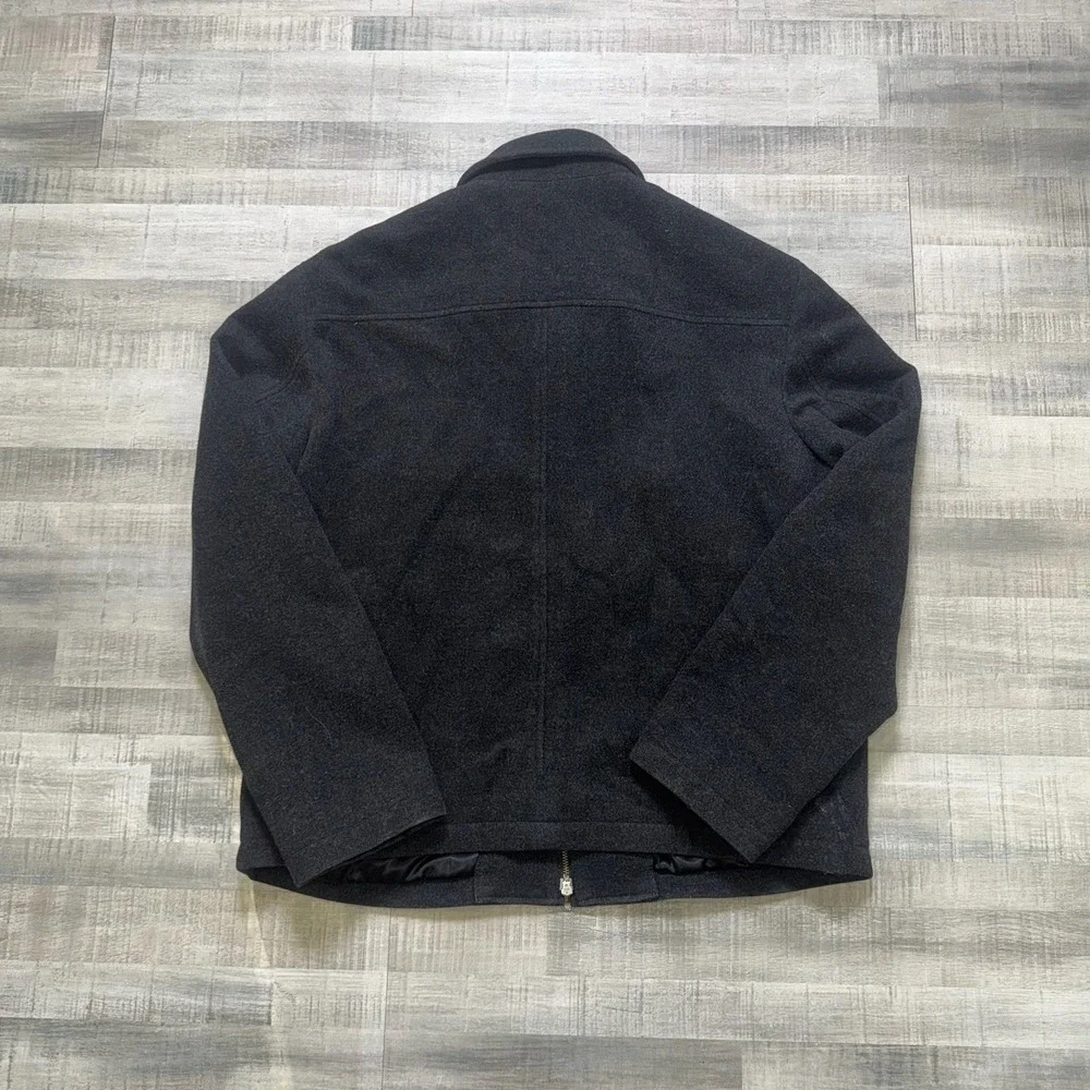 VINTAGE Banana Republic Jacket Mens XL Black Wool Cashmere Full Zip Lined Casual